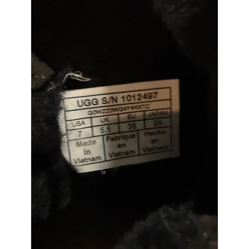 UGG Cory II Black Suede‎ Sheepskin Lined Ankle Wedge Boots 1012497 Womens 7